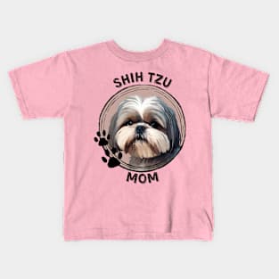 Shih Tzu Dog Mom Dog Breed Portrait Kids T-Shirt